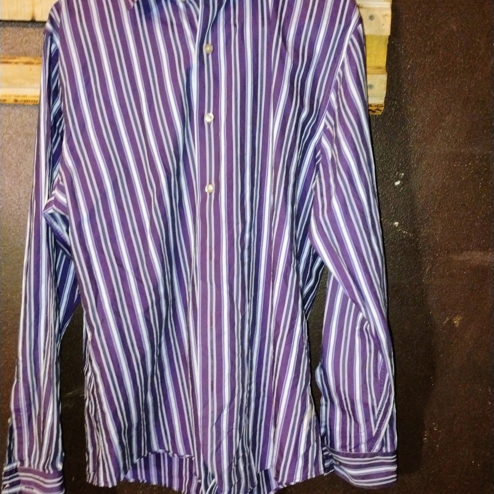 Apt. 9 Purple and White Casual Button Down Shirt